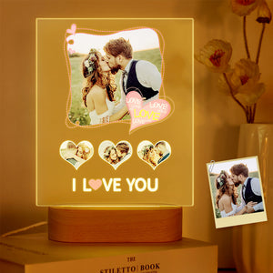 Custom Photo Acrylic Lamp Personalized I Love You Acrylic Plaque Picture Frame Anniversary Gifts - photomoonlamp