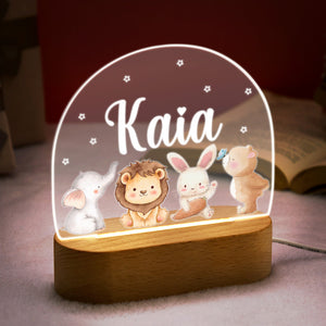 Personalized Name Cute Animals Night Light Custom Name Nursery Room Lamp Gift For Kids - photomoonlamp
