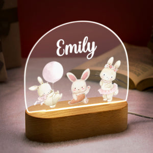 Personalized Name Cute Rabbit Night Light Custom Name Nursery Room Lamp Gift For Kids - photomoonlamp