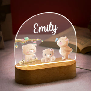 Personalized Name Baby Bear Night Light Custom Name Nursery Room Lamp Gift For Kids - photomoonlamp