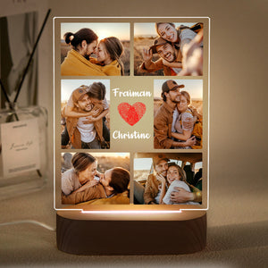 Custom Photo Collage Led Night Light Personalized Name Couple Gift Wedding Anniversary - photomoonlamp