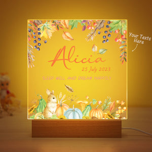 Flower And Rabbit Custom Name Nursery Room Lamp Kid Night Light Best Gift for Baby - photomoonlamp