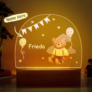 Personalized Cute Bear Night Light Custom Name Light Night Gift for Kids - photomoonlamp