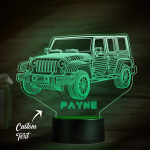 Custom Car Toy Night Light Personalized Name Lamp Multi Color For Boys Room and Baby Gifts - photomoonlamp
