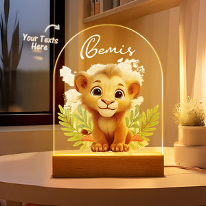 Personalized Lion Night Light For Baby Custom Name Smile Tiger Bedside Lamp - photomoonlamp