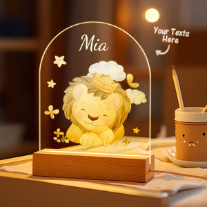 Custom Name Nursery King Lion Night Light Personalised Cloud Kids Bedside Lamp - photomoonlamp