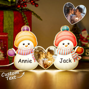Personalized Photo Engraving Your Name Christmas Snowman Night Lights - photomoonlamp