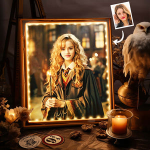 Custom Face Hermione Mirror Light Harry Potter Personalized Photo Portrait Gifts for Her - photomoonlamp