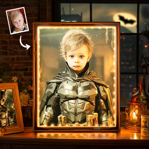 Custom Face Batman Personalized Photo Portrait Mirror Light Gifts for Kids - photomoonlamp