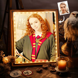 Custom Face Mirror Lamp Gryffindor Personalized Photo Portrait Light Hogwarts Gifts for Girls - photomoonlamp