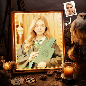 Custom Face Mirror Lamp Slytherin Personalized Photo Portrait Light Hogwarts Gifts for Girls - photomoonlamp