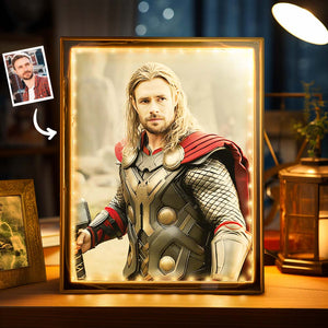 Custom Face Thor Portrait Mirror Lamp Personalized Photo Gifts for Him - photomoonlamp