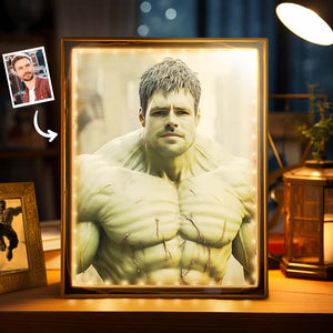 Custom Face Hulk Mirror Light Personalized Photo Portrait Gifts for Him - photomoonlamp