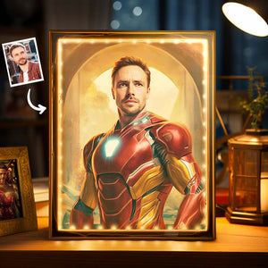 Custom Face Ironman Portrait Mirror Lamp Personalized Photo Gifts for Him - photomoonlamp