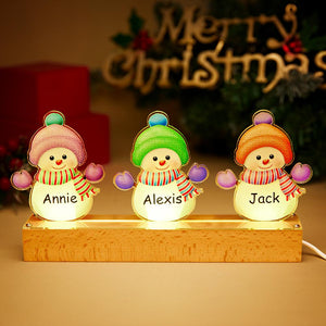 Personalized Christmas Night Light With Name Snowman Led Night Light Custom Christmas Gift Family Name Gift For Mom - photomoonlamp