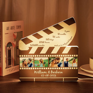 Personalized Film Roll Night Light Custom Photo Acrylic Lamps Anniversary Gift for Couple - photomoonlamp