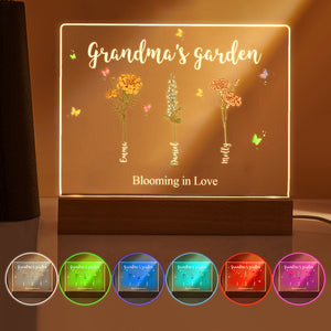 Custom Birth Flowers Night Light Grandma's Garden Acrylic Lamp Gifts for Mom Grandma - photomoonlamp
