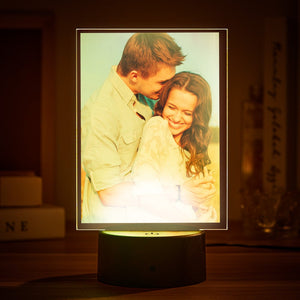 Custom Gifts Photo LED Night Light Personalized Acrylic Wooden Base Lamp
