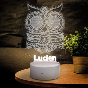 Personalized 3D Illusion Owl With Custom Name Night Light