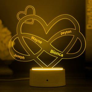 Personalized Infinity Name Sign Heart LED Night Light Custom Gift for Him Artistic Bedroom Decor