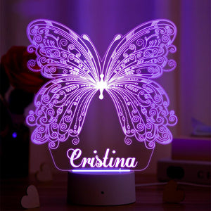 Gifts for Her Personalized Butterfly Keychain Lamp with Custom Name Night Light Bedroom Decor