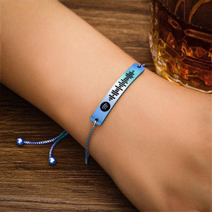 Custom Spotify Code Bracelet With Spotify Song Playlist Personalized Bracelet Blue