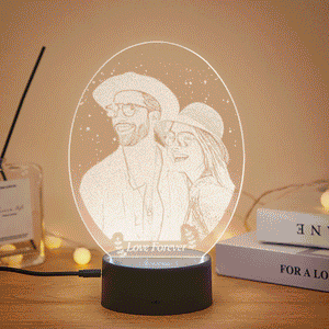 Custom Photo Engraved Nightstand Light Anniversary Lamp For Couple - photomoonlamp