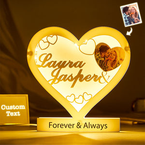 Custom Photo Engraved Night Light Heart Acrylic Romantic Gifts for Couple - photomoonlamp