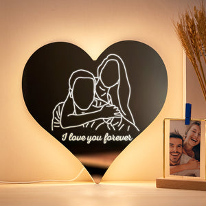 Personalized Photo Heart Mirror Colorful Lamp Line Drawing Led Night Light Exquisite Home Gifts - photomoonlamp