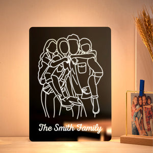 Personalized Photo Rectangle Mirror Colorful Lamp Line Drawing Led Night Light Exquisite Home Gifts - photomoonlamp