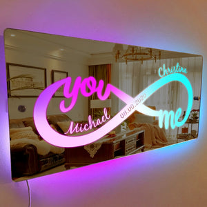 Personalized Name Mirror Light Infinity Love Gift for Couple - photomoonlamp