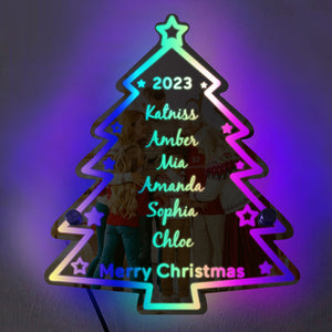 Personalized Family Name Christmas Tree Mirror Light - photomoonlamp