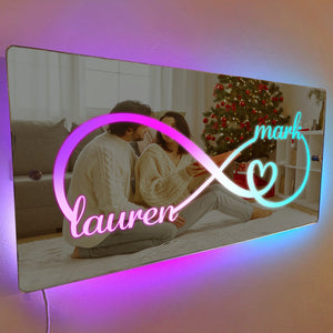 Custom Name Mirror Light Personalized Couple Christmas Gift - photomoonlamp