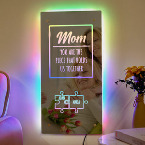 Personalized Name Mirror Light Mom Puzzle Family Gift - photomoonlamp