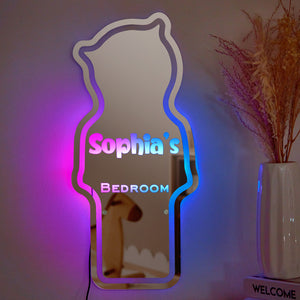 Personalized Name Mirror Light Children's Bedroom Bear Gift - photomoonlamp
