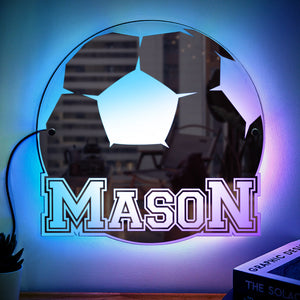 Personalized Name Mirror Light Soccer Gift for Men - photomoonlamp