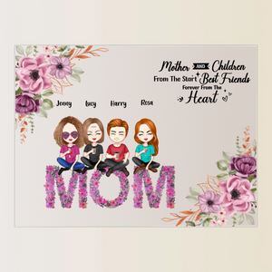 Mother's Day Gift Personalized Purple Flower Acrylic Plaque Mother and Children Acrylic Plaque