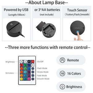 Lighted LED Base and Night Light Remote Control